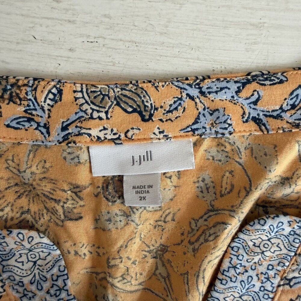 J. Jill Womens Plus Yellow Floral 3/4 Sleeve Top Size 2X 100% Cotton Cottagecore - Picture 6 of 6